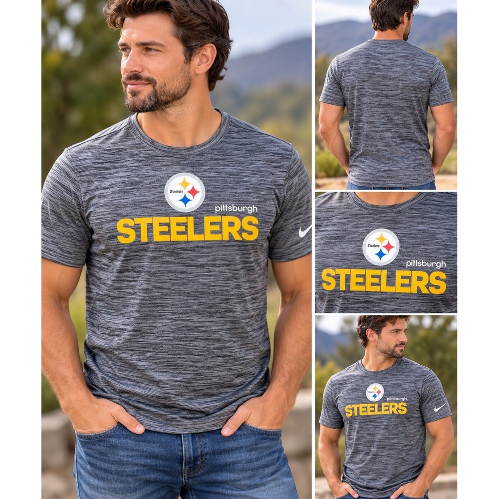 Nike Pittsburgh Steelers Men's XL Gray Dri-FIT T Shirt NFL Football Performance